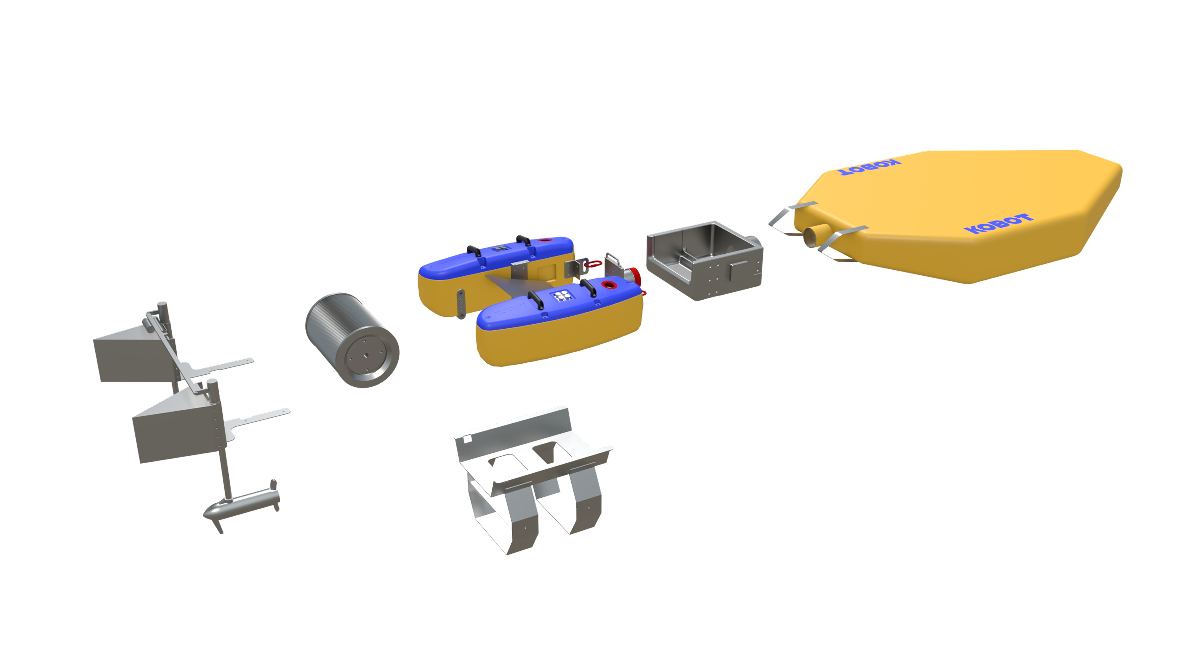 KOAI cleantech drone, exploded view of components